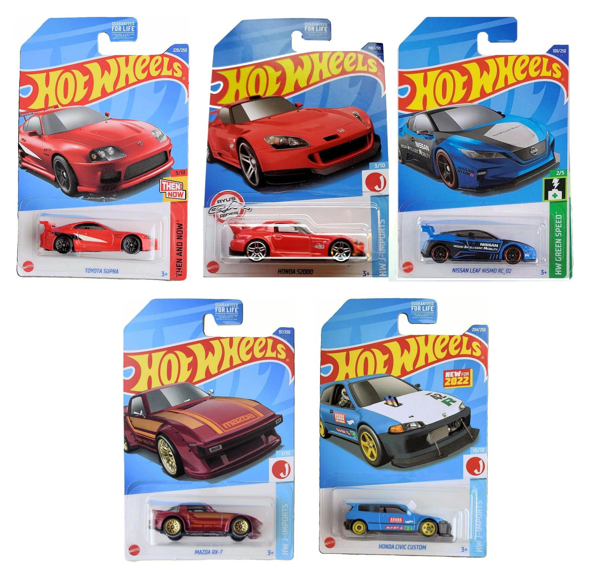 Hot Wheels 2022 Import Tuner Die?Cast 5?Pack (L2593?977M) | Toyota Supra, Honda Civic Custom, Mazda RX?7, Honda S2000 & Nissan Intelligent Mobility |