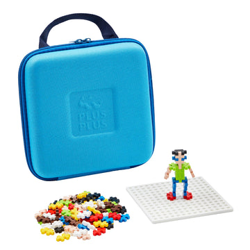 PLUS PLUS Building Set with Travel Case, 3D Puzzle Open Ended Stem Toy for Kids, 100 Mini Interlocking Pieces, 1 White Baseplate