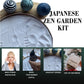 Japanese Zen Garden Kit for Desk | 9.5" Bamboo Sand Tray | 3 Resin Stamp Spheres | Meditation Accessories | 6 Mini Garden Rake | Decor Gifts