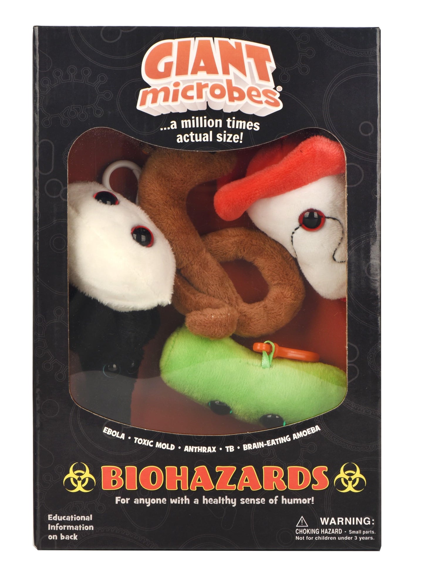 GIANTmicrobes Biohazards Gift Box, Microbiology Gifts, Medical Gag Gifts Funny, Doctor Gifts, Bacteria Plush, Virus Plush Toy, Plush Keychain