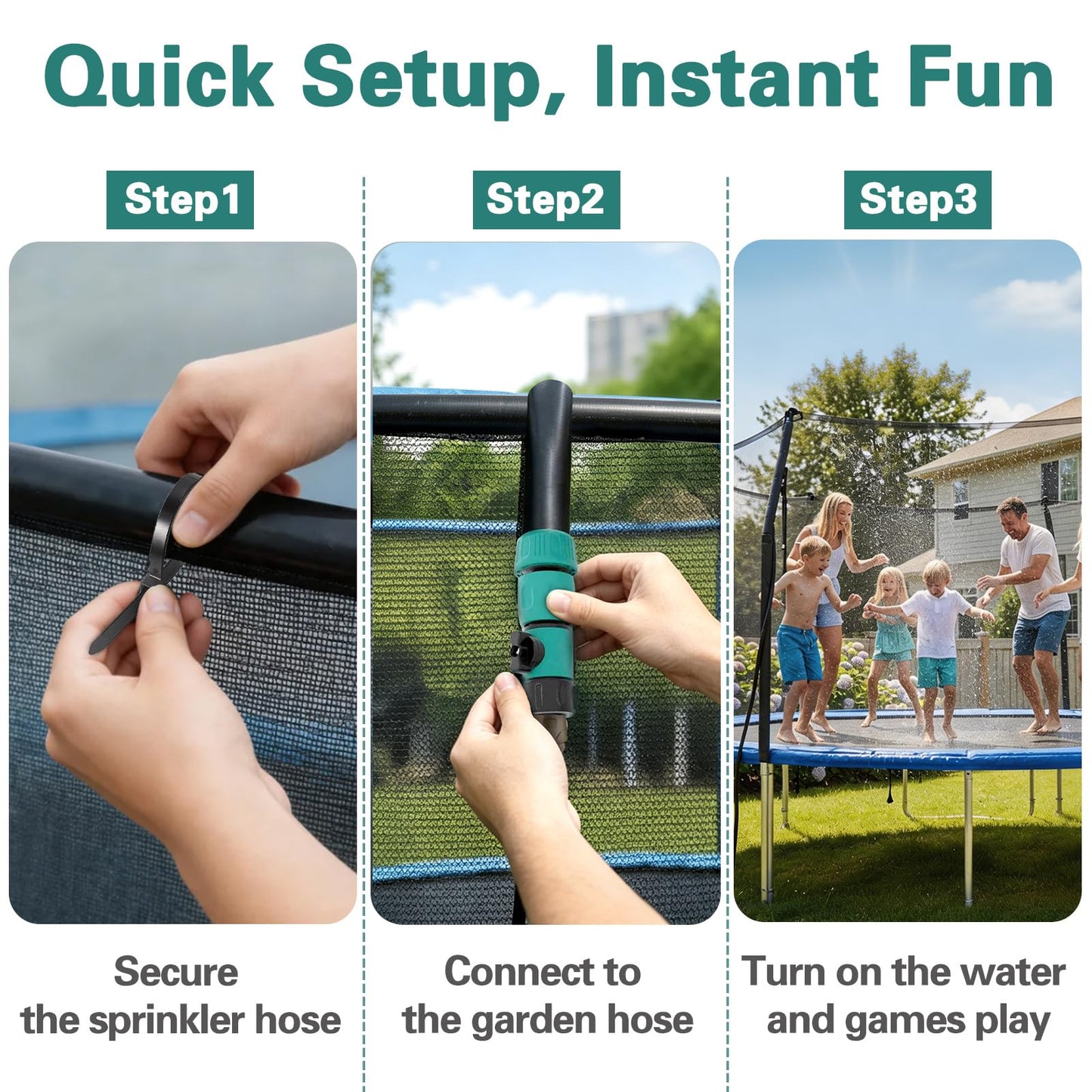 Bobor Trampoline Sprinkler for Kids, Outdoor Trampoline Water Sprinklers, Backyard Summer Water Toys, Outside Trampoline Accessories for Yard Backyard