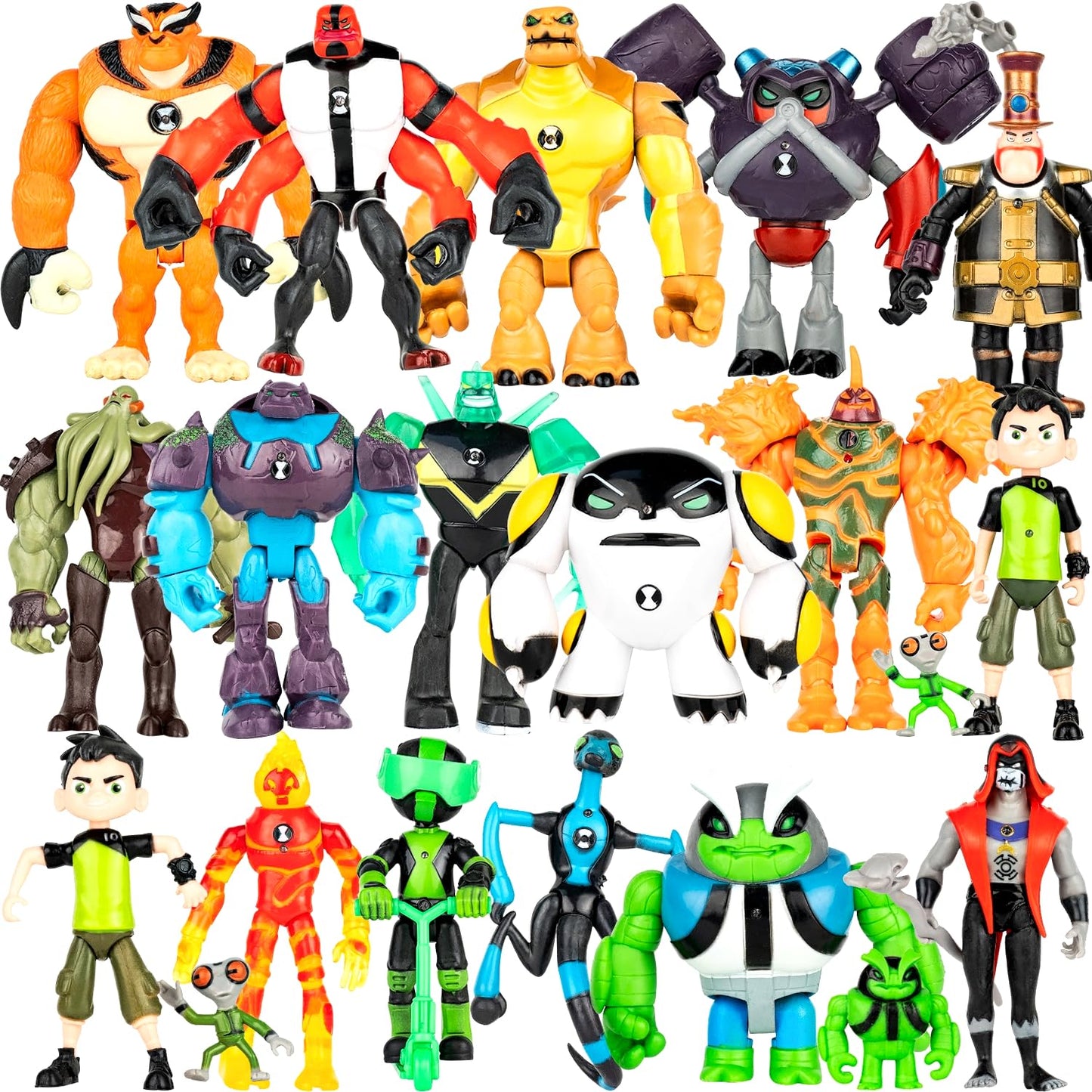 MUKSSE Big Set 20 pcs Omnitrix Action Figures Toys, Exclusive Collection Toys, Anime Character Figurines with Cake Toppers, Alien Hero Themed Party