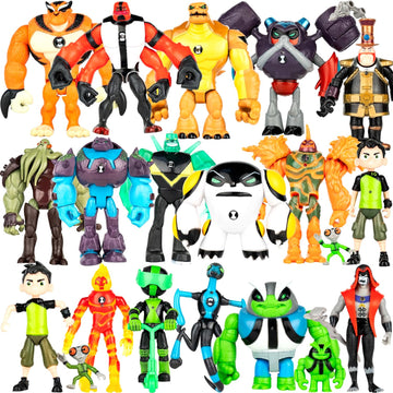 MUKSSE Big Set 20 pcs Omnitrix Action Figures Toys, Exclusive Collection Toys, Anime Character Figurines with Cake Toppers, Alien Hero Themed Party