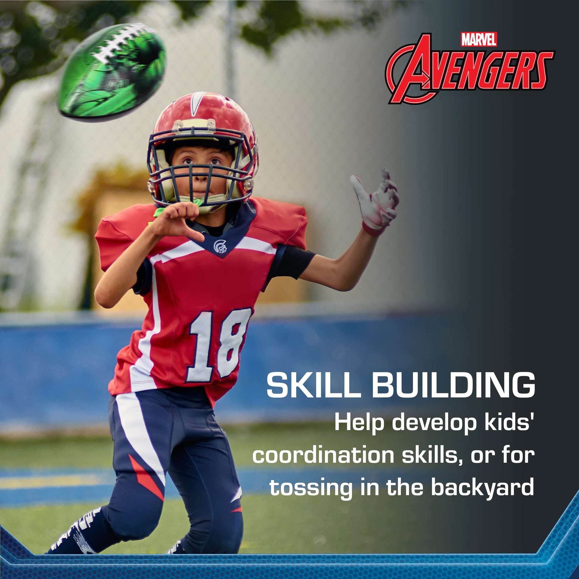 Marvel Avengers Hulk Youth Football, Small Mini Peewee Futbol for Kids, Size 5, Green