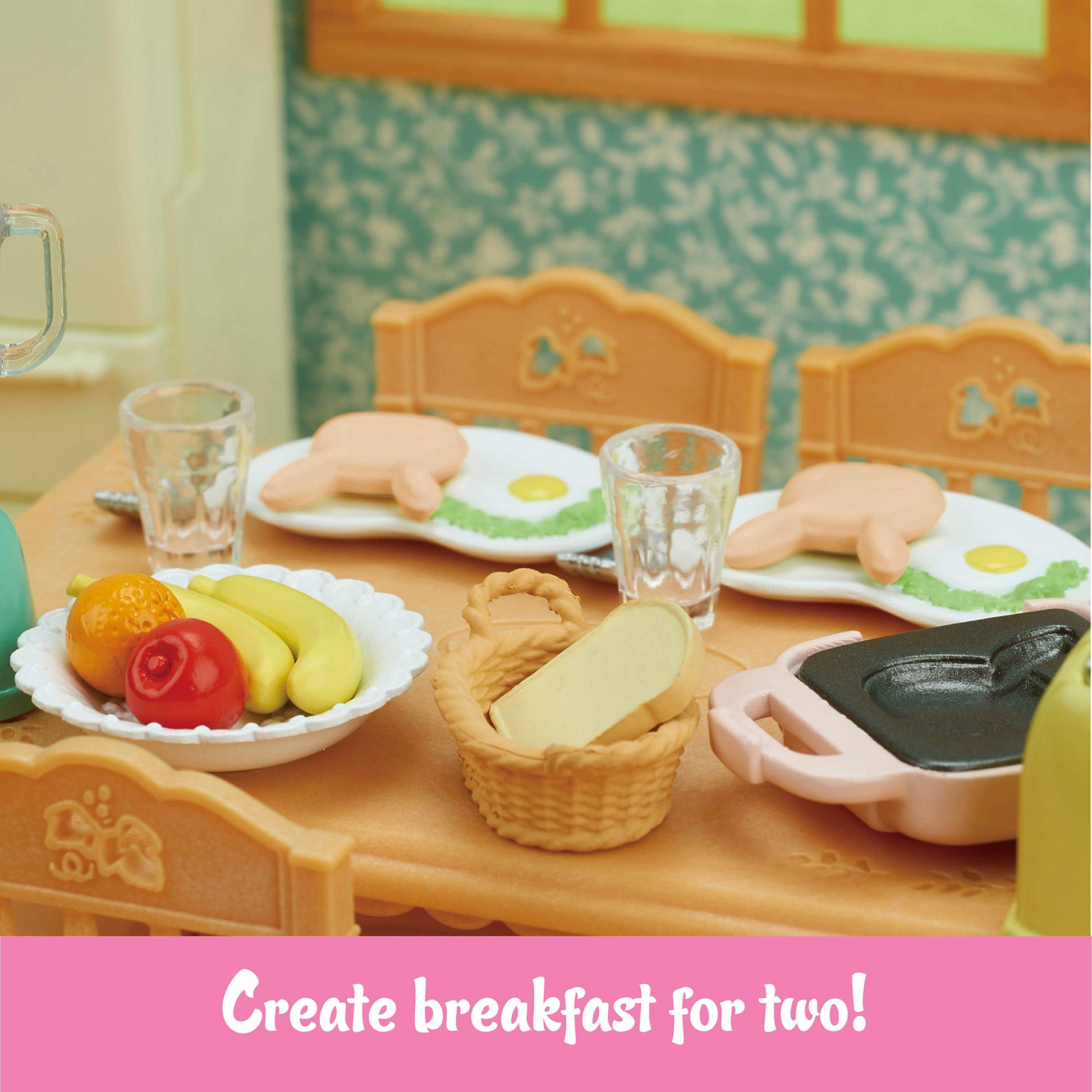 Calico Critters - Breakfast Playset - Dollhouse Furniture & Accessories - Kids Pretend Play Toy, Miniature Dollhouse Food & Accessories Set, Ages 3+