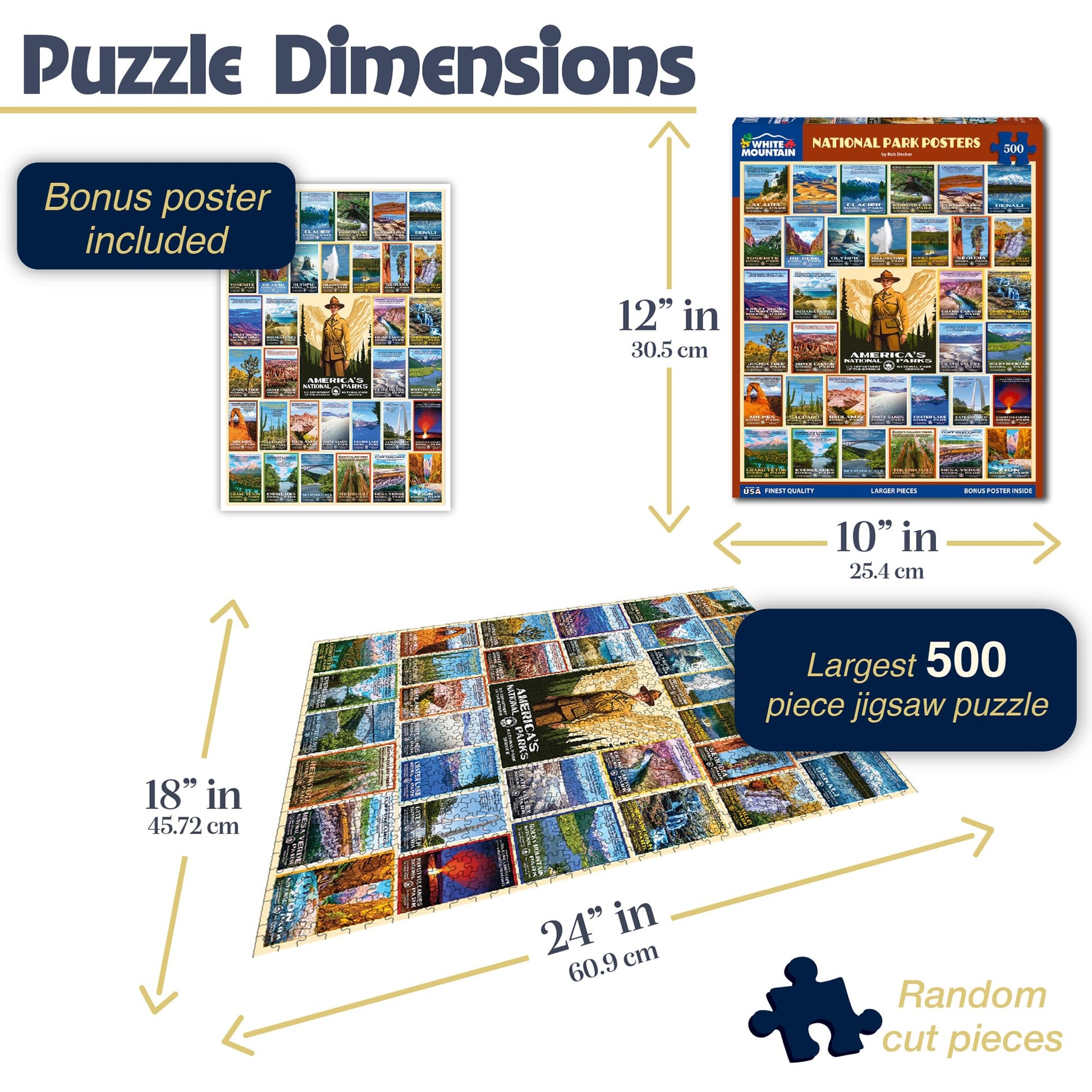 White Mountain 500 Piece Jigsaw Puzzle, National Park Posters