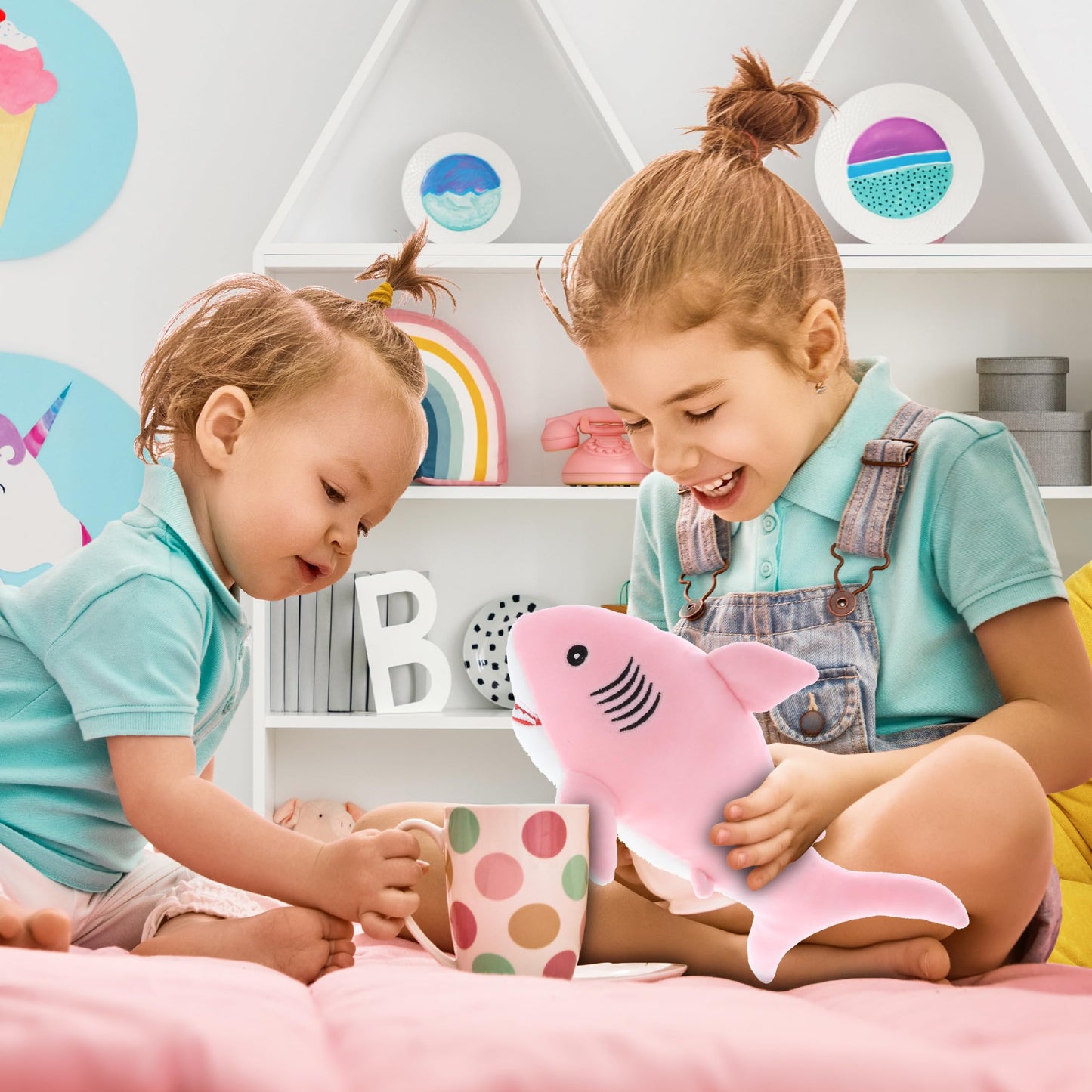 DolliBu Baby Soft Plush Pink Shark Toy - Stuffed Animal Shark Plush for Boys and Girls, Sea Animal Toys and Shark Gifts for Kids, Teens and Adults