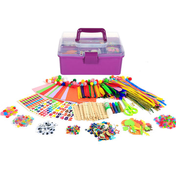 YITOHOP Arts Craft Supplies for Kids, 1000+ PCS Toddler DIY Craft Art Supply Set Include Pipe Cleaners, Pom Poms, Storage Box, 2026 Christmas Holiday