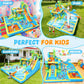 AKEYDIY Inflatable Water Slide Bounce House Combo, Large Bounce House for Kids 3-12, Long & Short Slides, Splash Pool, Boxing Pillar, 550W Blower