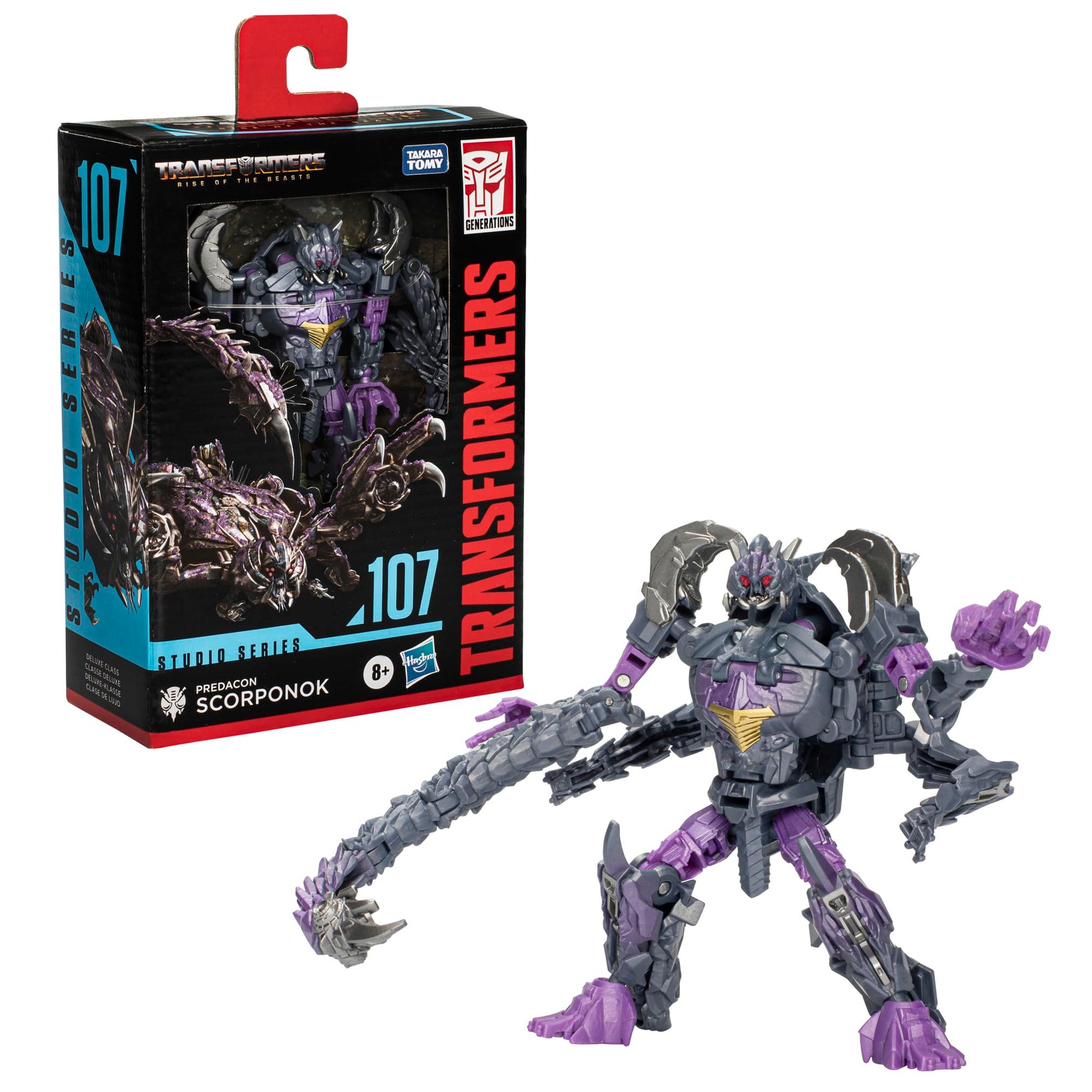 Transformers Toys Studio Series Deluxe Rise of the Beasts 107 Predacon Scorponok, 4.5-inch Converting Action Figure, 8+