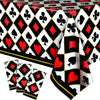 Irenare 3 Pcs Casino Poker Party Tablecloths Decor Poker Plastic Disposable Card Table Cover for Picnic Birthday Las Vegas Casino Theme Wedding Party