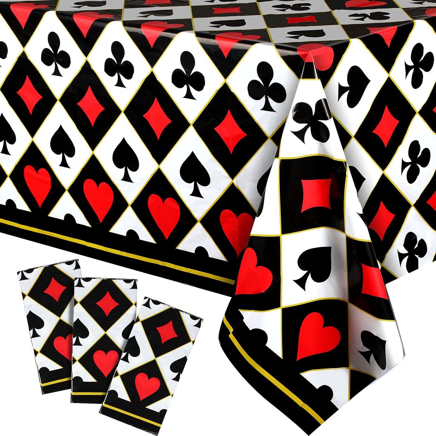 Irenare 3 Pcs Casino Poker Party Tablecloths Decor Poker Plastic Disposable Card Table Cover for Picnic Birthday Las Vegas Casino Theme Wedding Party