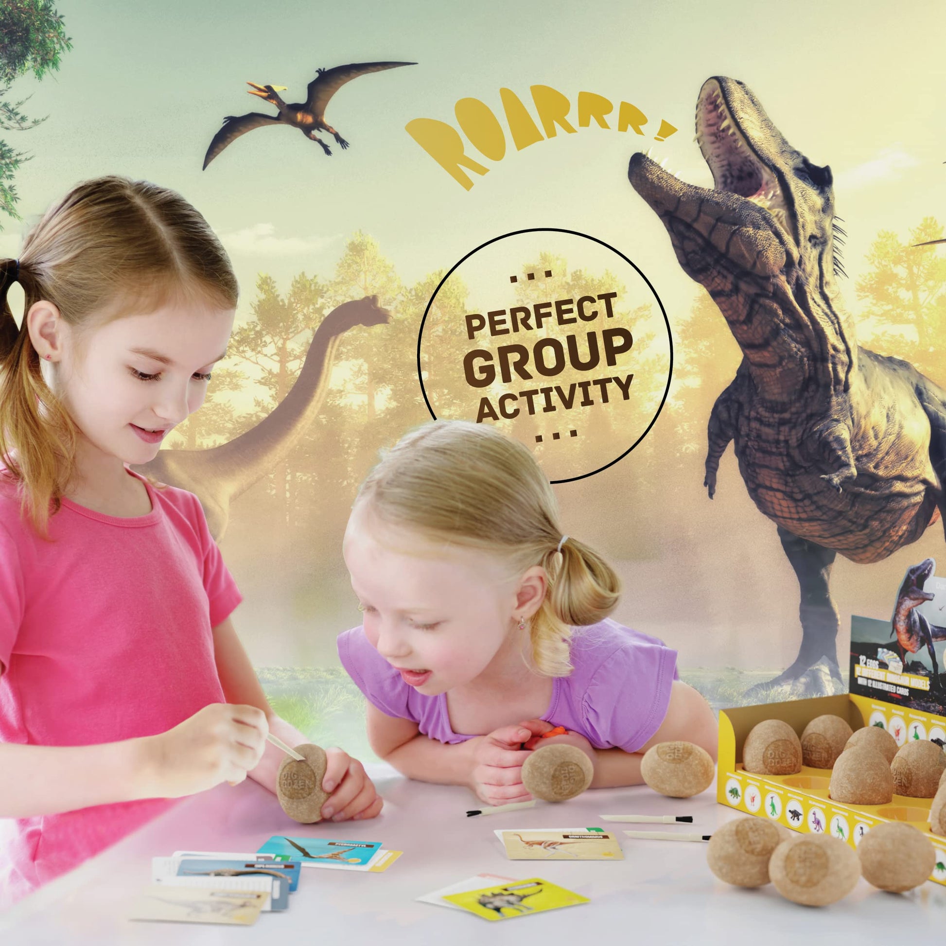 Dan&Darci Dig a Dozen Dino Egg Kit for Kids - Basket Stuffers - Dinosaur Toys Gift 3-12 Year Old - 12 Eggs & Surprise Dinosaurs - Science STEM