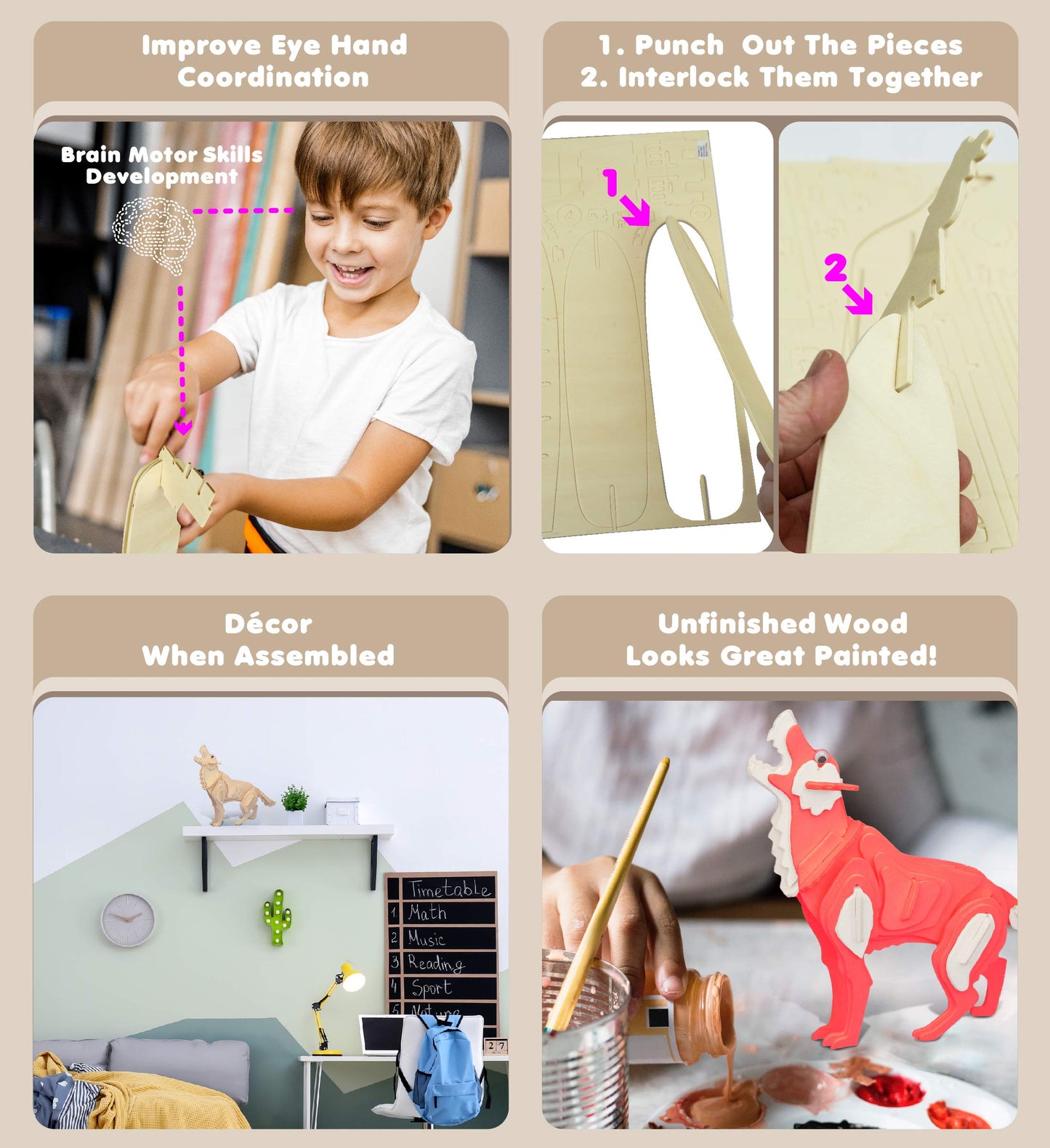Puzzled Grey Wolf 3D Woodcraft Construction Kit