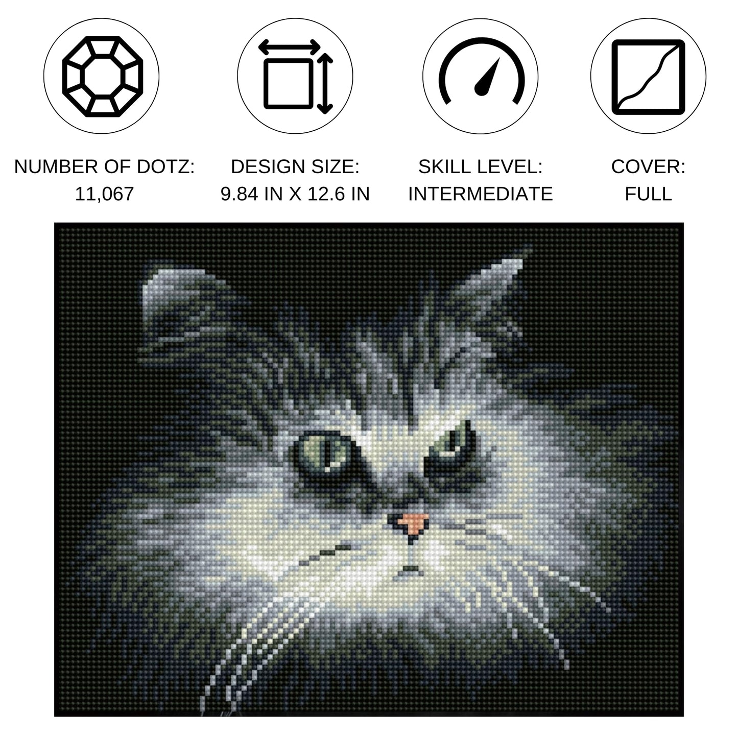 DIAMOND DOTZ Shadow Cat Diamond Painting Kits for Adults - Diamond Art Kits a Relaxing Creative Craft Kit with Dotz Gems 9.8x12.6