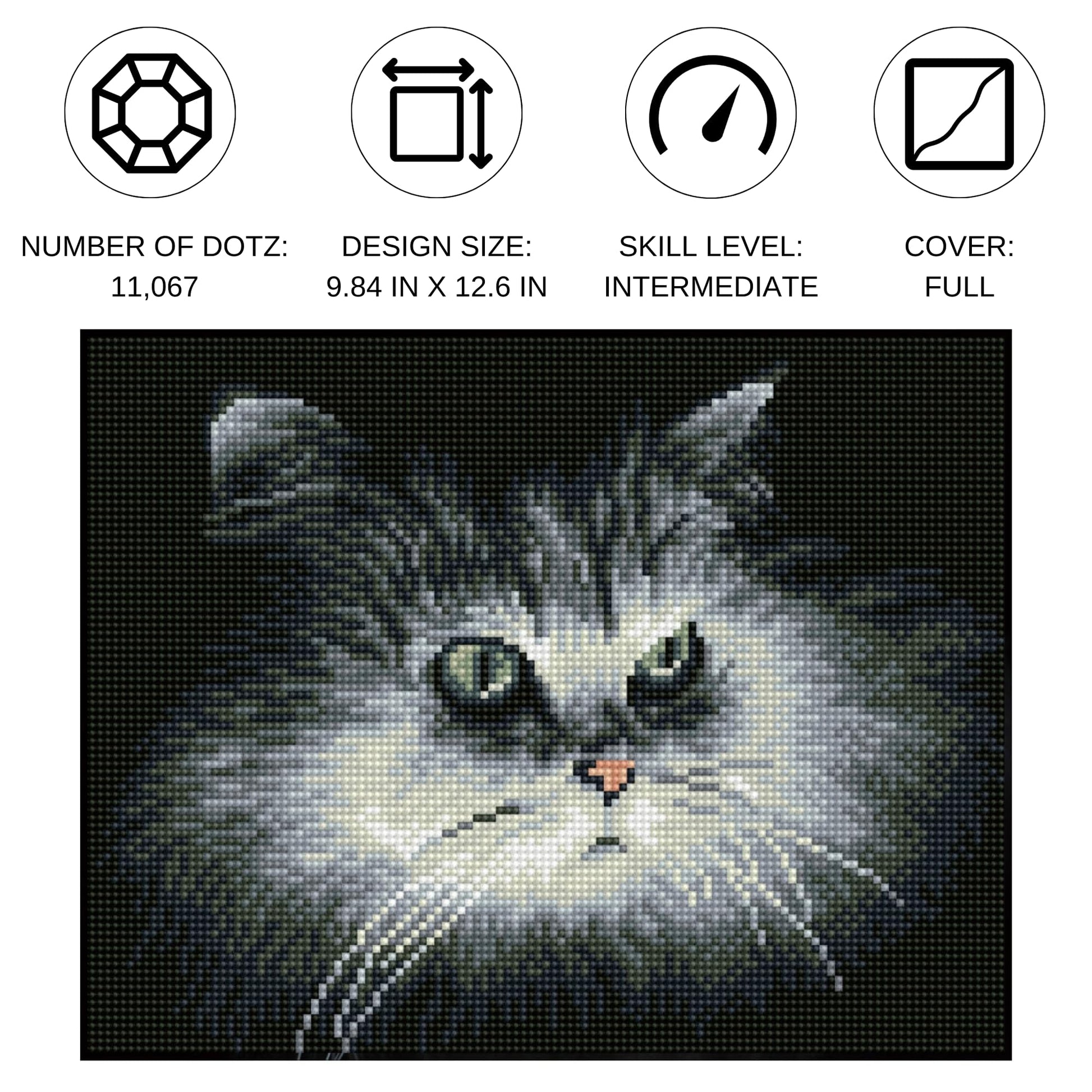DIAMOND DOTZ Shadow Cat Diamond Painting Kits for Adults - Diamond Art Kits a Relaxing Creative Craft Kit with Dotz Gems 9.8x12.6