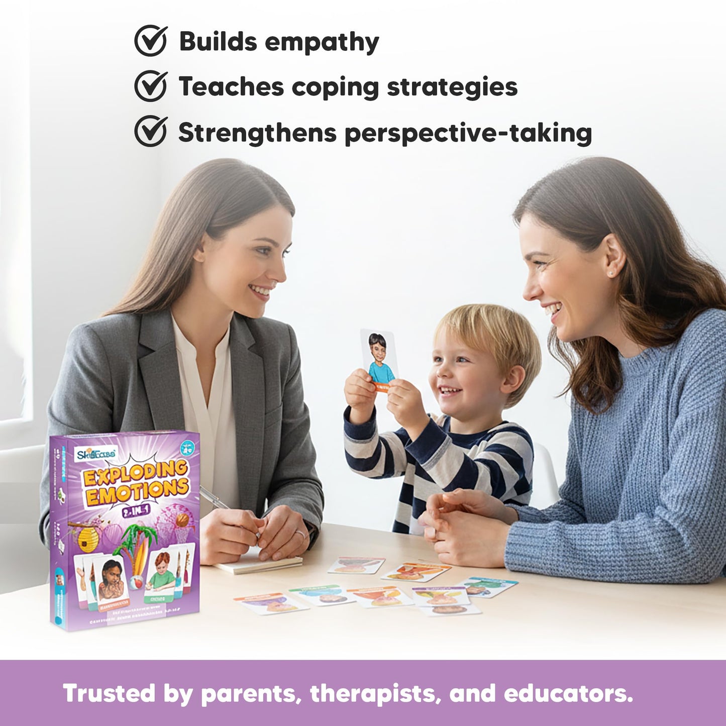 SkillEase Exploding Emotions Flashcards and Game: 2 in 1, Hilarious Family Fun, Social Emotional Learning, Feeling Cards for Kids, Teaches Social