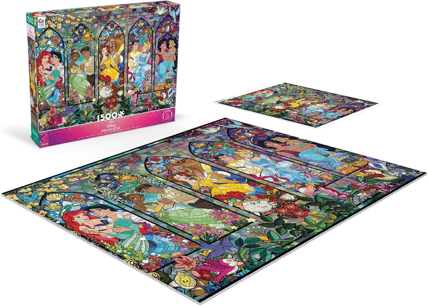 Ceaco - Disney Princess Castle Royal Windows - 1500 Piece Puzzle for Adults