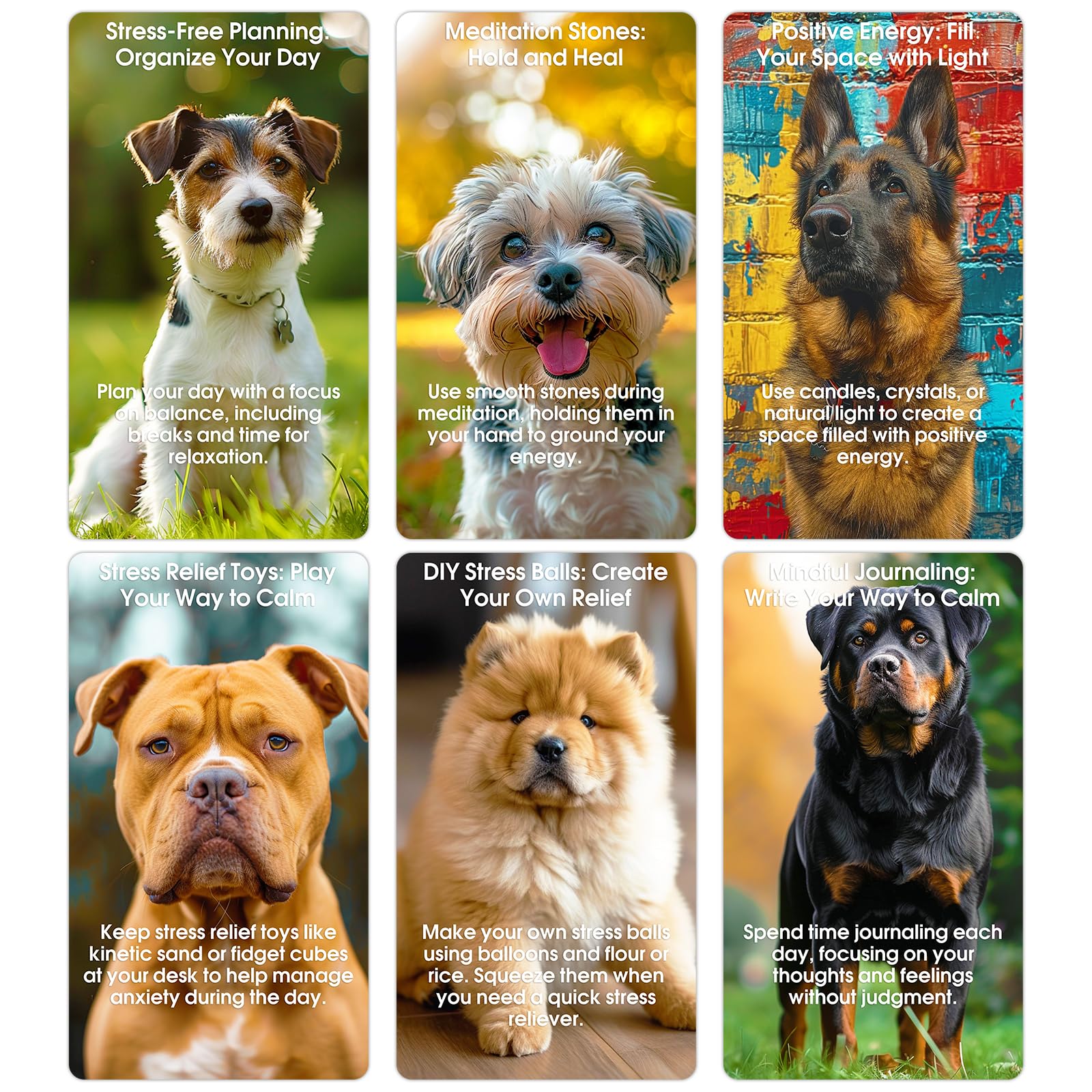 ZZBUY Dogs Against Anxiety Cards, 50 Affirmation Cards for Stress Relief and Self Care Mindfulness