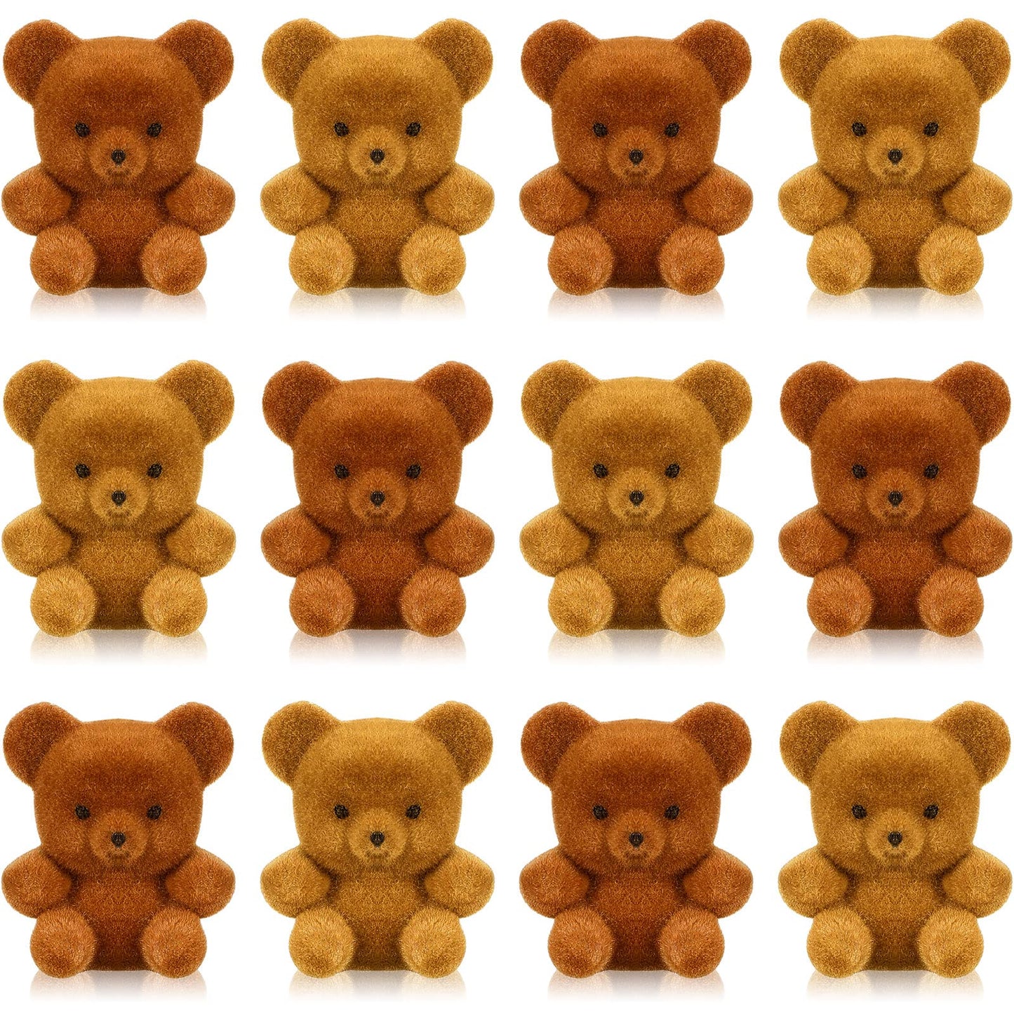 Deekin 36 Pcs Mini Flocked Bear Cute Miniature Stuffed Plush Bear Bulk 1'' Tiny Animal Baby Shower Decoration Birthday Party Favor Small Bag Charm