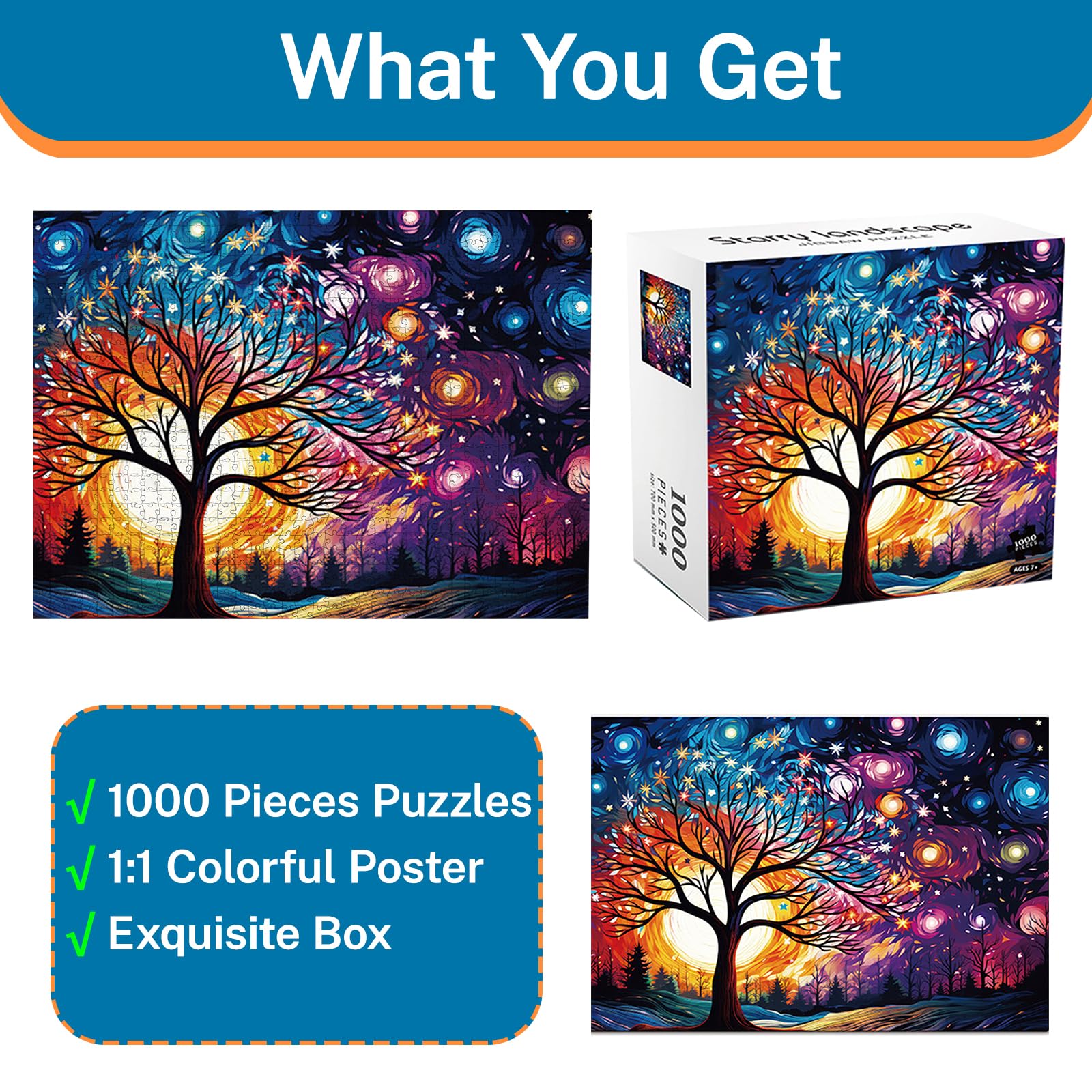 1000 Piece Jigsaw Puzzles for Adults, Starry Night Jigsaw Puzzles