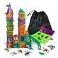 DIY jr Creepy Archi Tiles - Magnetic Tiles for Kids - Colorful Construction Building Blocks with Bugs, Storage Bag, Stickers, Tweezers - Creative