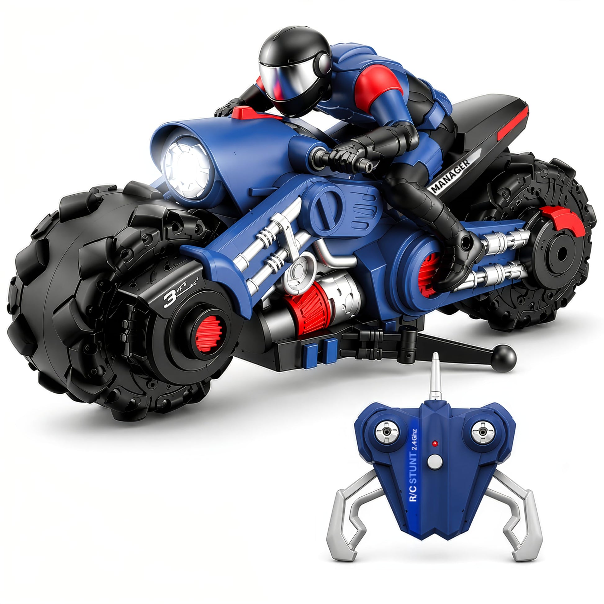 Liberty Imports 2.4Ghz RC Motorcycle Remote Control Stunt Drift Bike Racing Vehicle - 1/10 R/C High Speed Cyclone Motorbike and Riding Figure