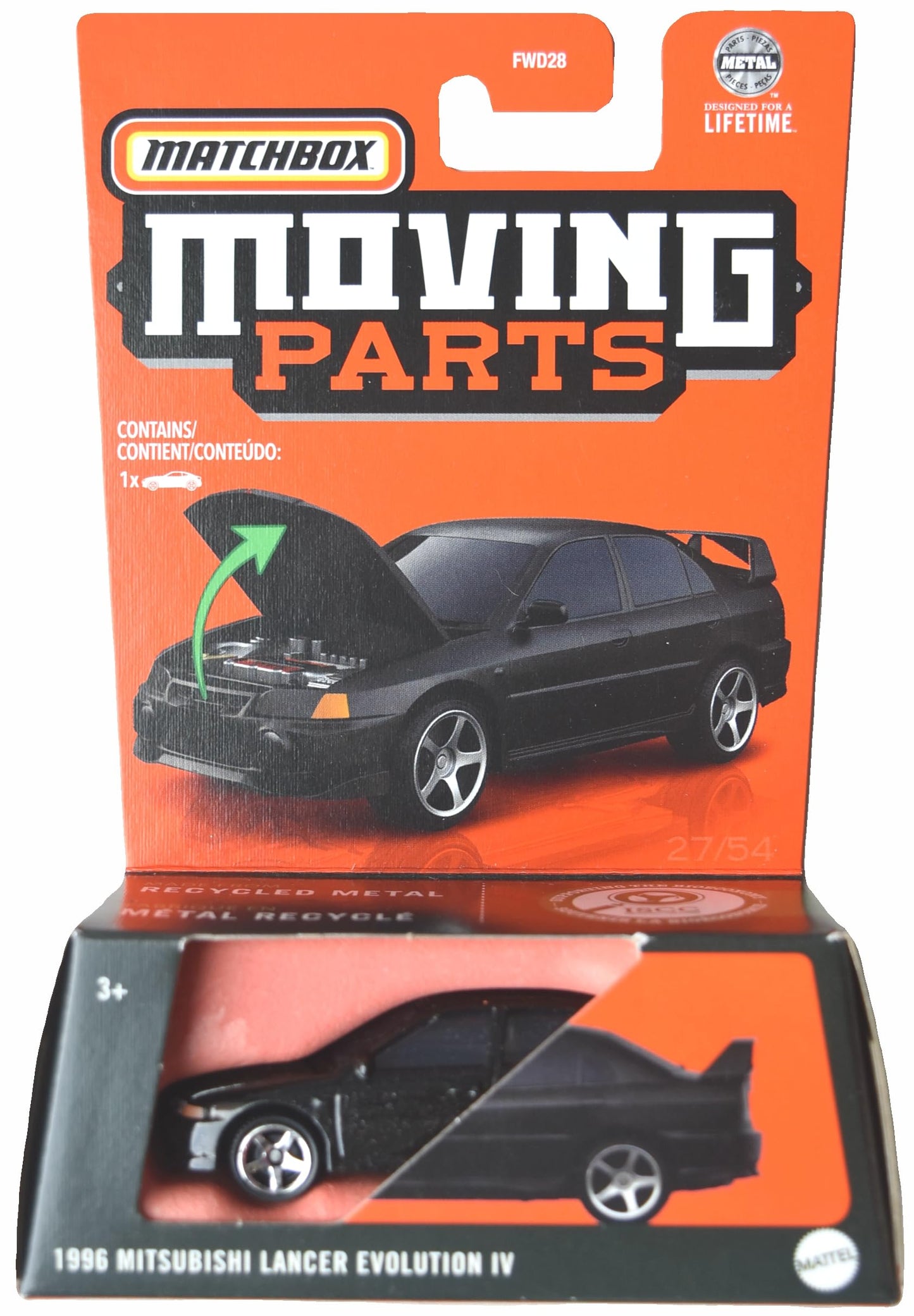 Matchbox 1996 Mitsubishi Lancer Evolution IV, Moving Parts [Black]
