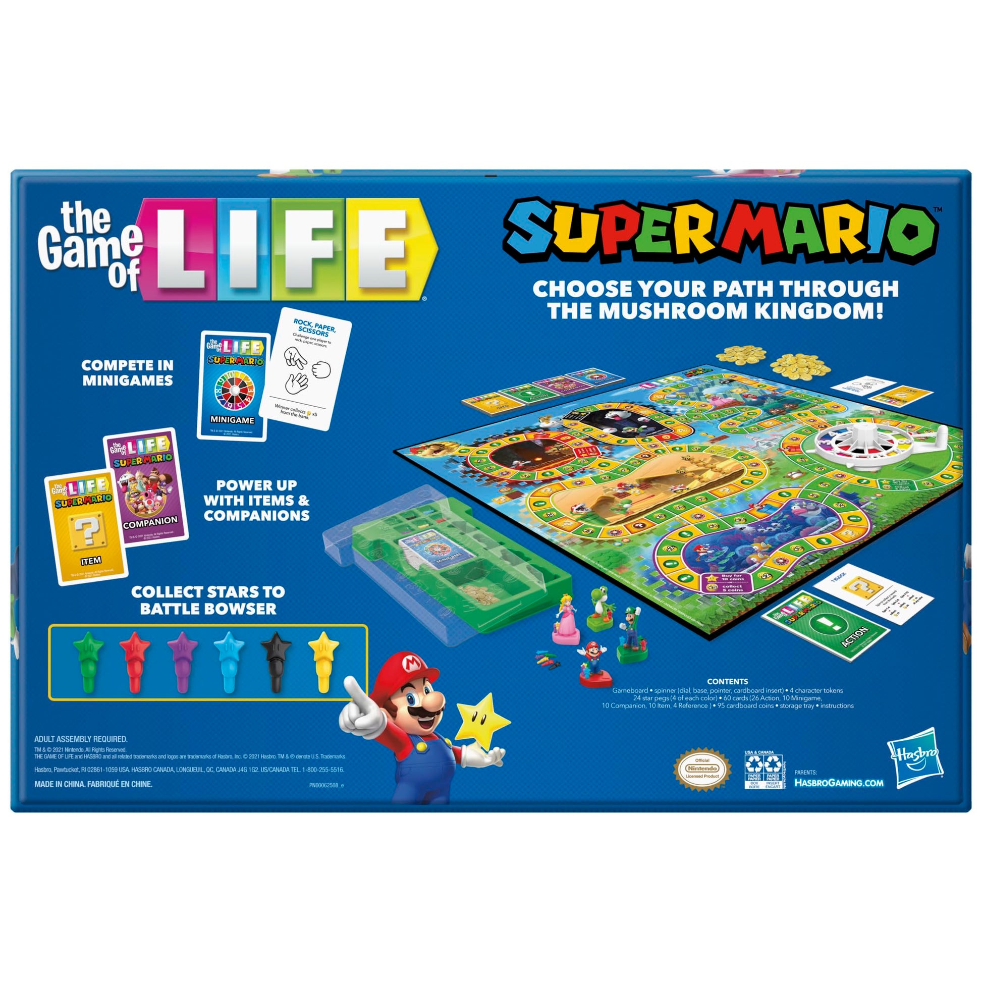 Hasbro Gaming The Game of Life: Super Mario Edition Board Game for Kids Ages 8 and Up, Play Minigames, Collect Stars, Battle Bowser