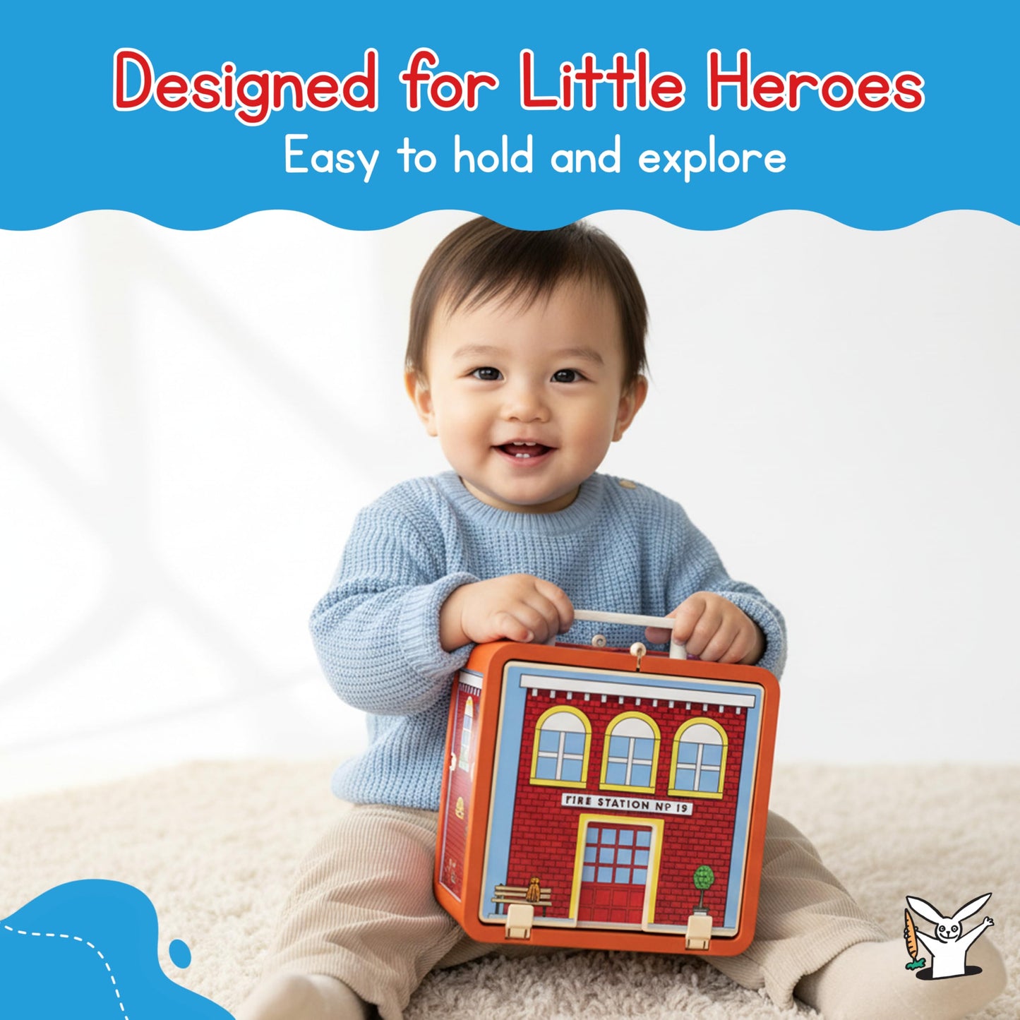 Jack Rabbit Creations Fire House Suitcase Playset - 15 Pieces - Ages 3+