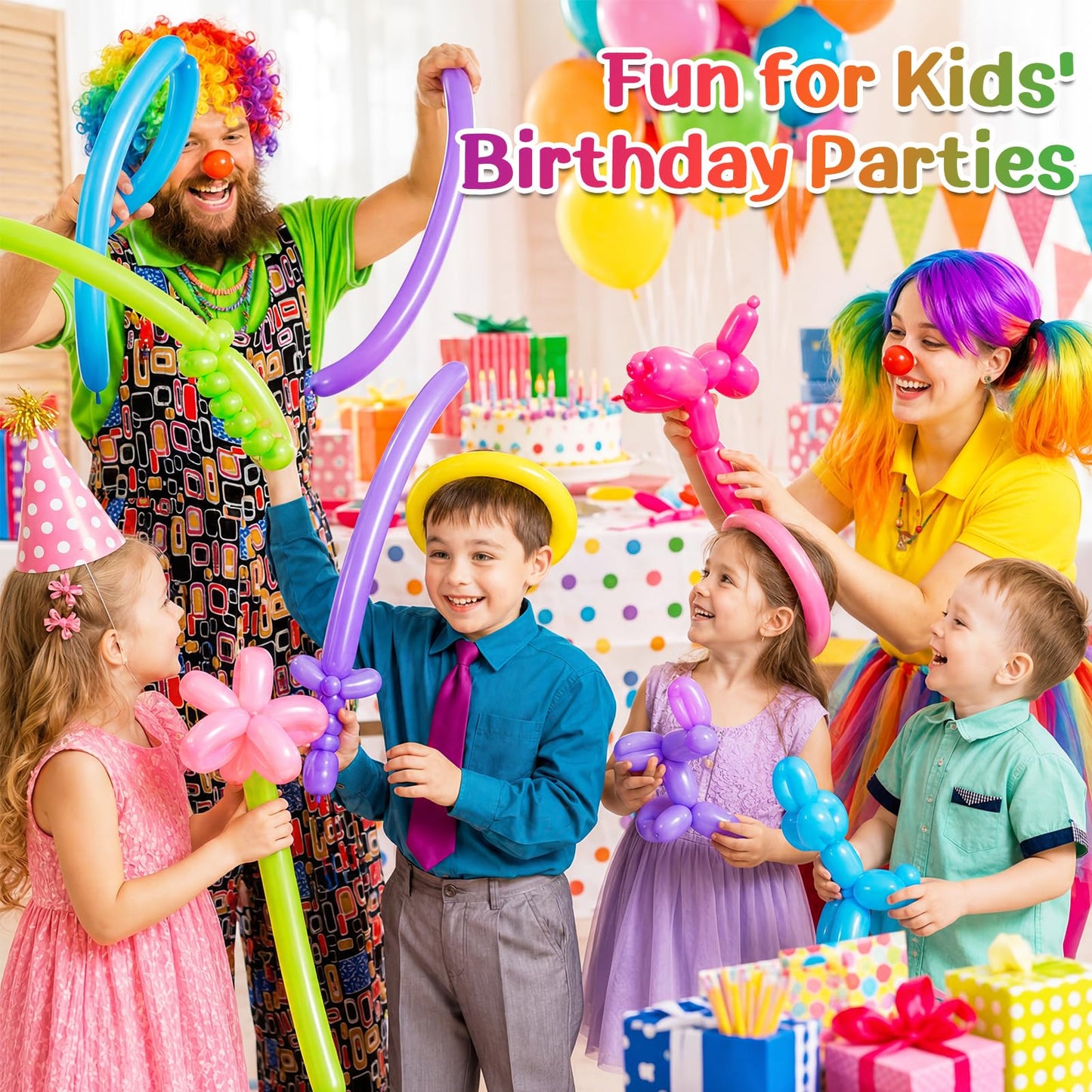 100 Pcs 260 Balloons Kit with Pump - Kids Premium Latex Twisting Long Balloons to Make Animals Flowers, Fun Rainbow Balloons for Party Boys Girls