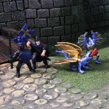 Safari Ltd Knights & Dragons TOOB - 9 Mini Figurines with Knights, Drake, Tiamat, Wyvern, and Peluda Dragon - Toy Figures for Boys, Girls & Kids Ages