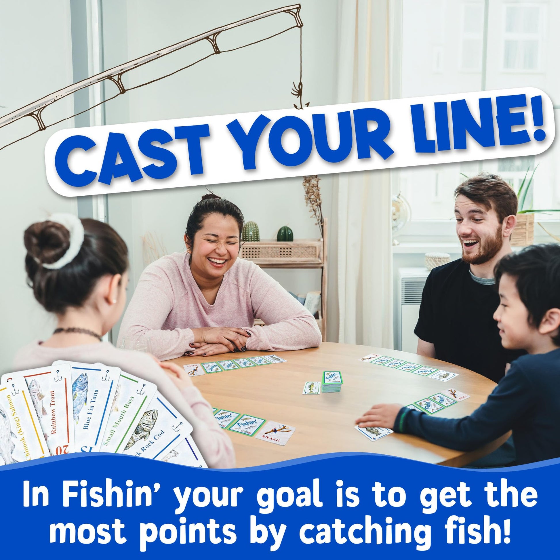 FishingBridgeUSA Fishin' Card Game for Kids & Adults | 2-6 Players