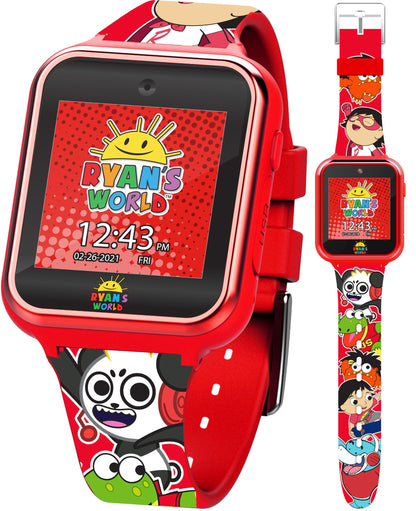 Accutime Kids Ryan's World Red Educational Touchscreen Smart Watch Toy for Boys, Girls, Toddlers - Selfie Cam, Learning Games, Alarm, Calculator