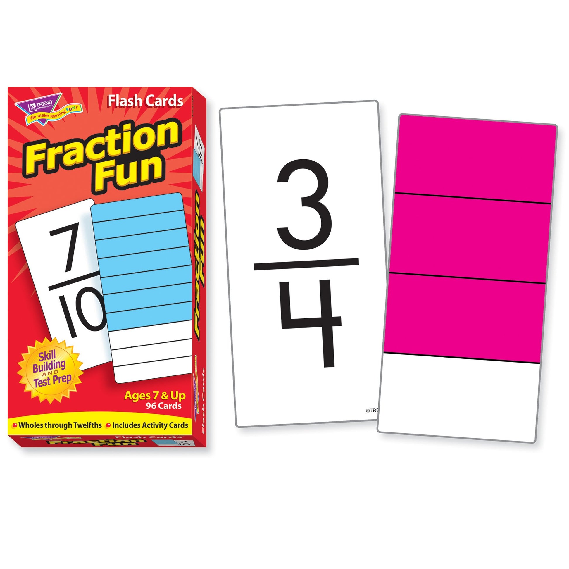 TREND ENTERPRISES: Fraction Fun Skill Drill Flash Cards, Wholes to Twelfths in Symbols & Graphs, Exciting Way for Everyone to Learn, Great for Skill