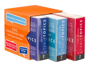 TableTopics Kids Conversation Pack for Families with Young Children, 120 Engaging Question Cards for Dinner & Classrooms, Boxed Set of 3 Topics