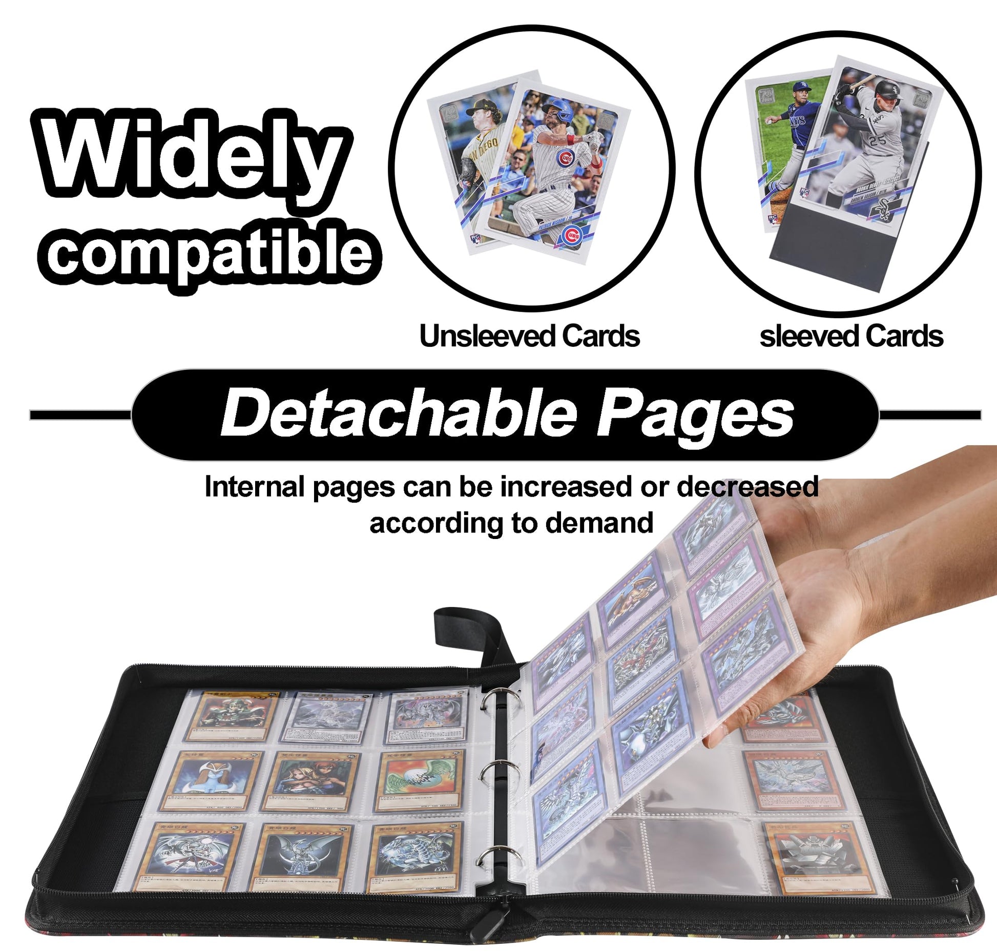 DRZERUI Card Binder for YuGiOh Cards - 9 Pocket Card Holder Book with Sleeves Compatible with Yugioh Cards, Holds 720 Cards