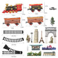 TEMI Train Set for Kids Toddlers 3-5, Train with Steam Engine, Cargo Car and Long Track, Rechargeable Battery Play Red Train Toys with Smoke, Light