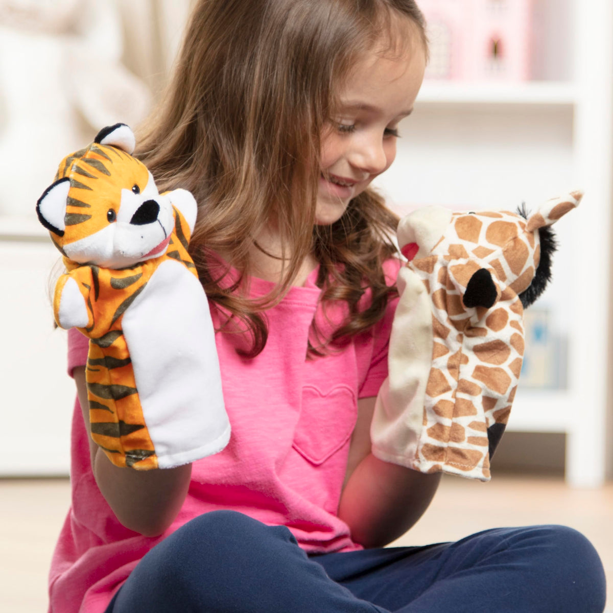 Melissa & Doug Zoo Friends Soft Plush Hand Puppets 4-Piece Glove Set