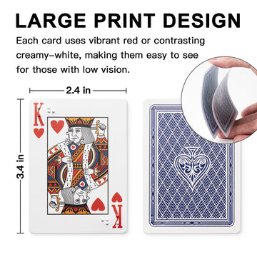 EliteSign Braille Playing Cards for Visually Impaired - Large Print Tactile Poker Cards, 2.4x3.4 Inches, Sturdy Plastic for Blind Adults & Family