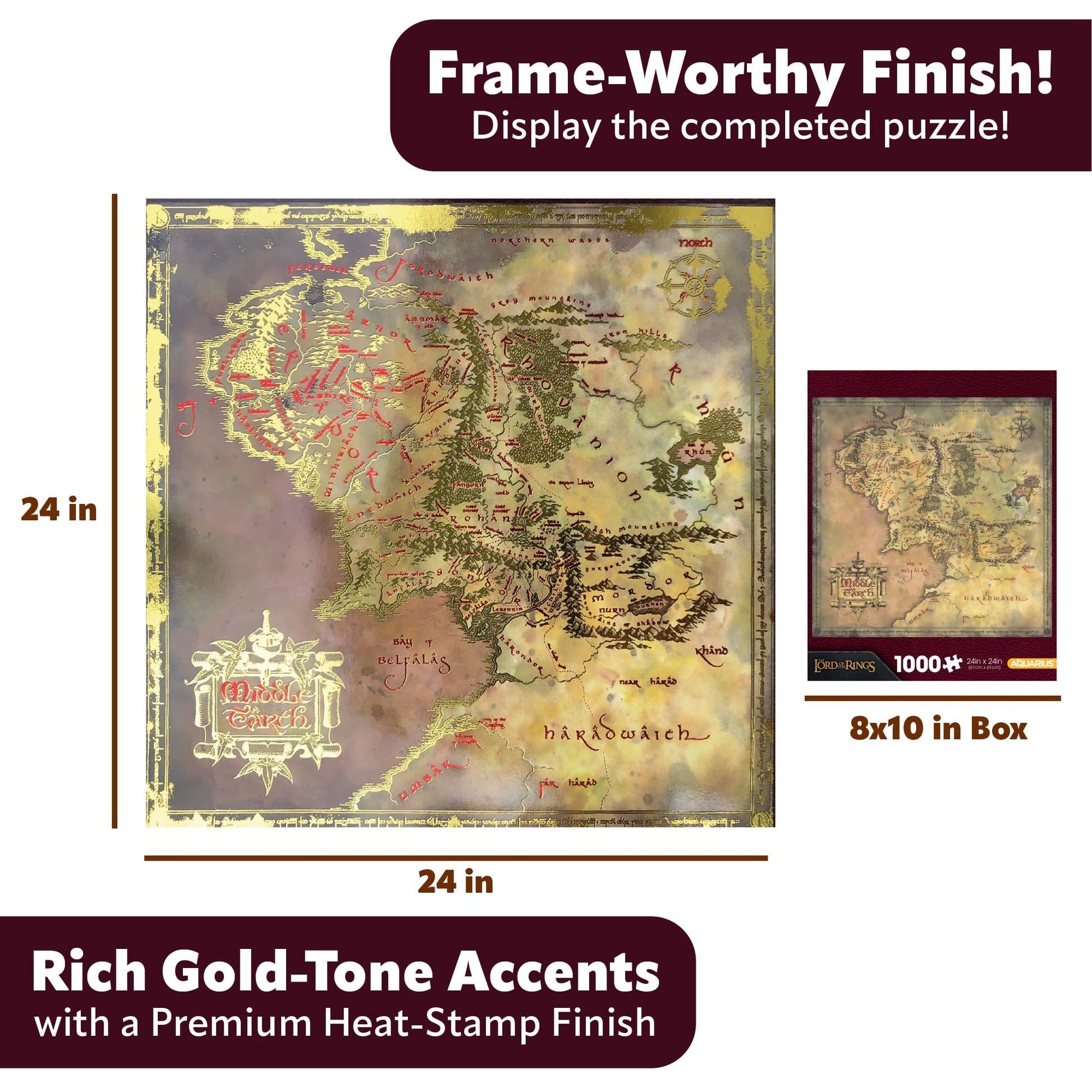 AQUARIUS Lord of the Rings Heat Stamp Gold Foil 1000 Piece Jigsaw Puzzle