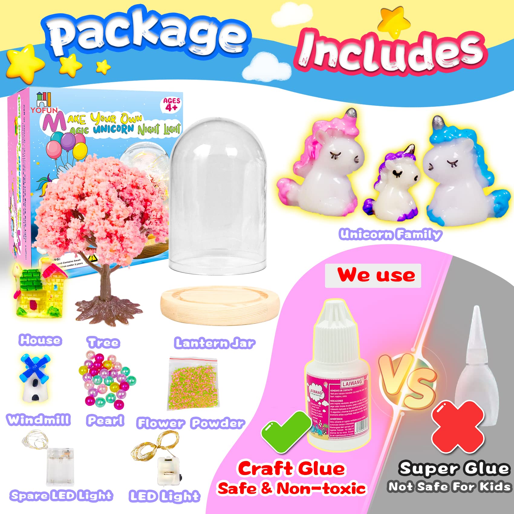 YOFUN Make Your Own Unicorn Night Light - Unicorn Craft Kit for Kids, Arts and Crafts Nightlight Project Novelty for Girl Age 4 to 9 Year Old