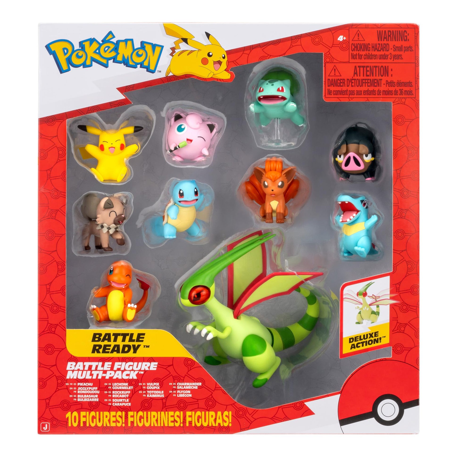 Pokémon Battle Figure 10 Pack - One 4.5-Inch Flygon Figure plus Nine 2-Inch Battle Figures including Pikachu