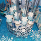 QueenDream Sparkly Sequin Tablecloth - Aqua Blue Table Cloth 50x80 Inches Rectangle Table Overlay Fabric for Birthday Parties Baby Shower Decoration