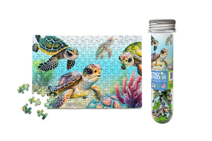 Micro Puzzles Flippin' Awesome Sea Turtles Mini Jigsaw Puzzle for Adults - 150 Piece Small Pocket Puzzle 4x6 Inches, Cute Travel Puzzle, Unique Gift