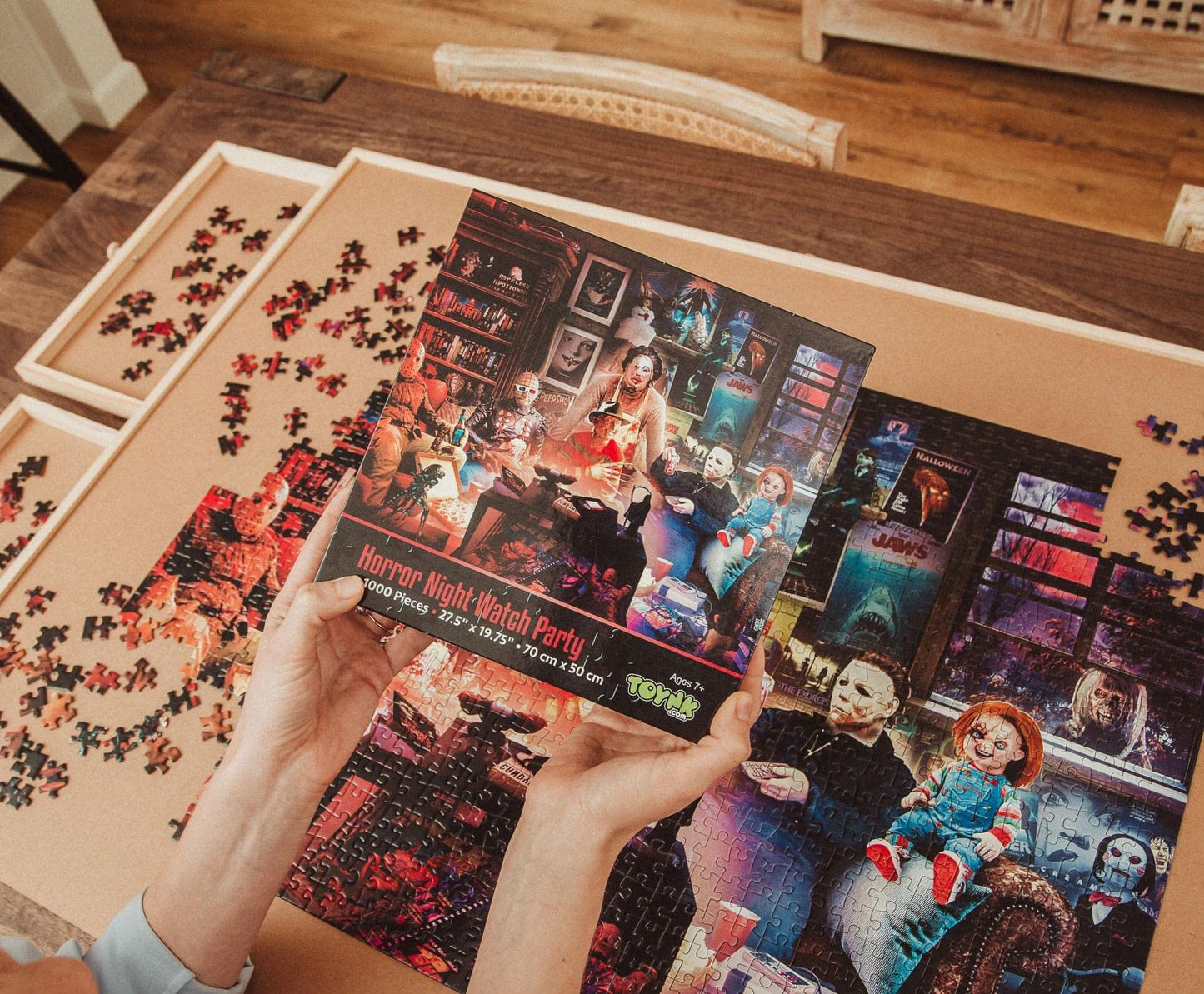 Horror Night Watch Party 1000-Piece Jigsaw Puzzle By Rachid Lotf | Brain Teaser for Adults, Educational Developmental Toys & Games, Building Kit