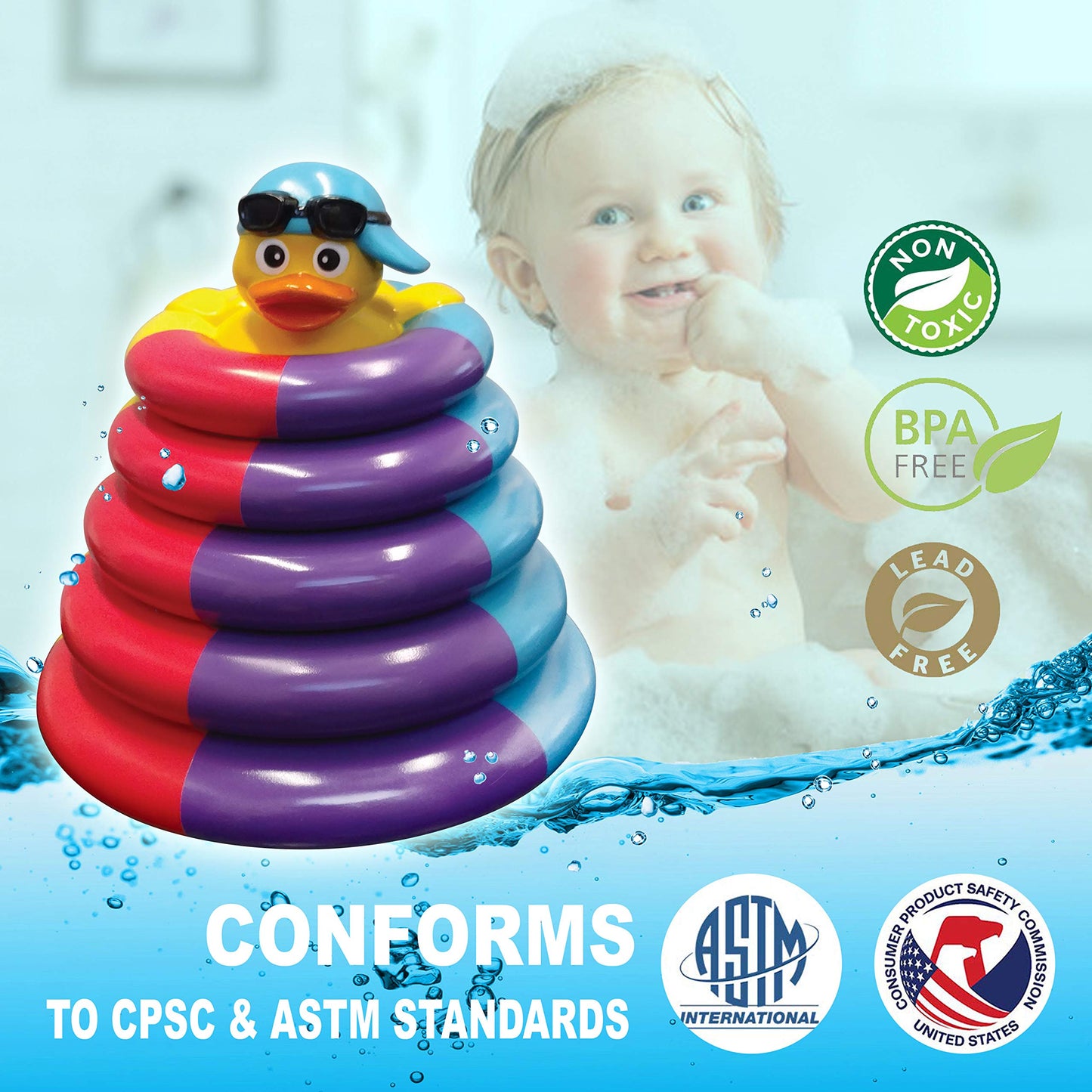 Playahoy Floating Bath Toys for Boys and Girls Float and Play Stacking Toy Rings for Baby Toddlers and Kids