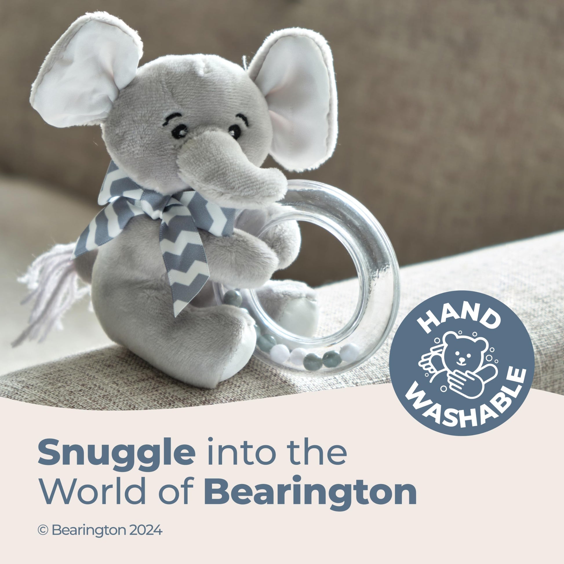 Bearington Lil' Spout Small Baby Elephant Stuffed Animal with Rattle - 5" Plush Toy, Gentle Sound Elephant Rattles for Babies - Adorable Baby Rattles