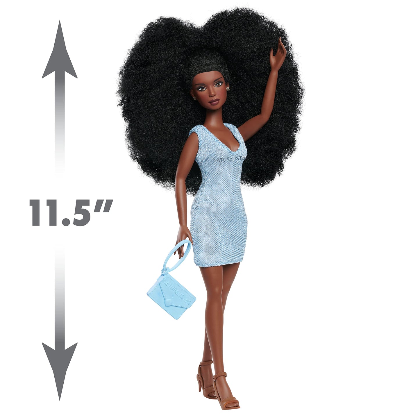 Naturalistas 11-inch Liya Fashion Doll and Accessories with 4C Textured Hair and Deep Brown Skin Tone, Kids Toys for Ages by Just Play