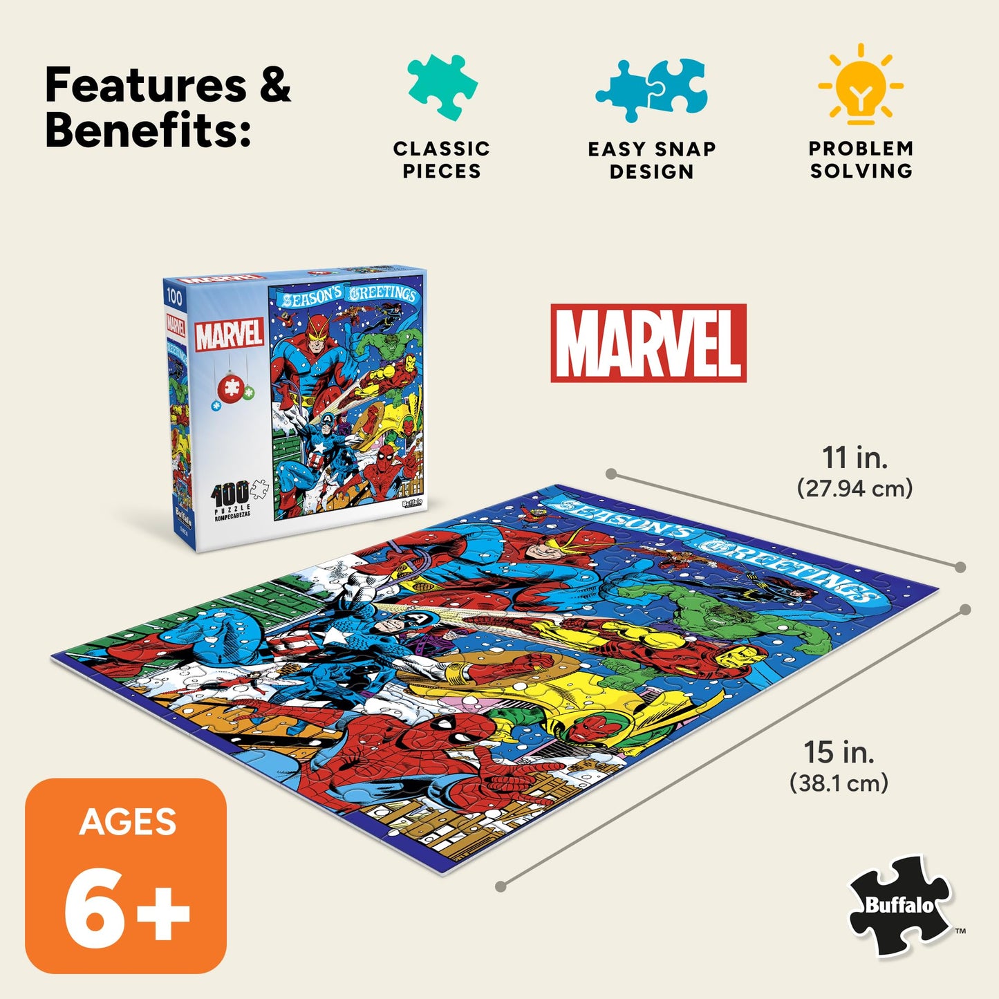 Buffalo Games - Season's Greeting - 100 Piece Puzzle for Kids Ages 6+